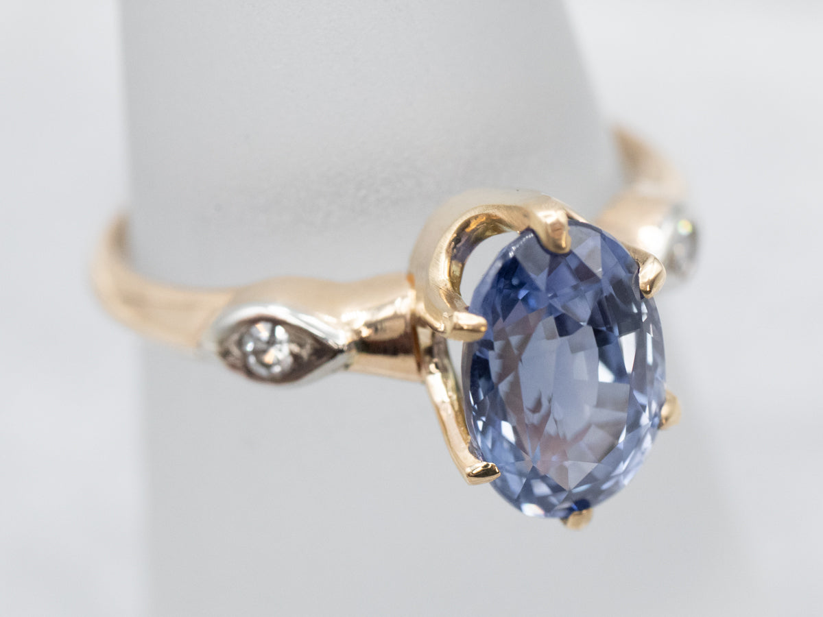 Periwinkle Sapphire and Diamond Ring