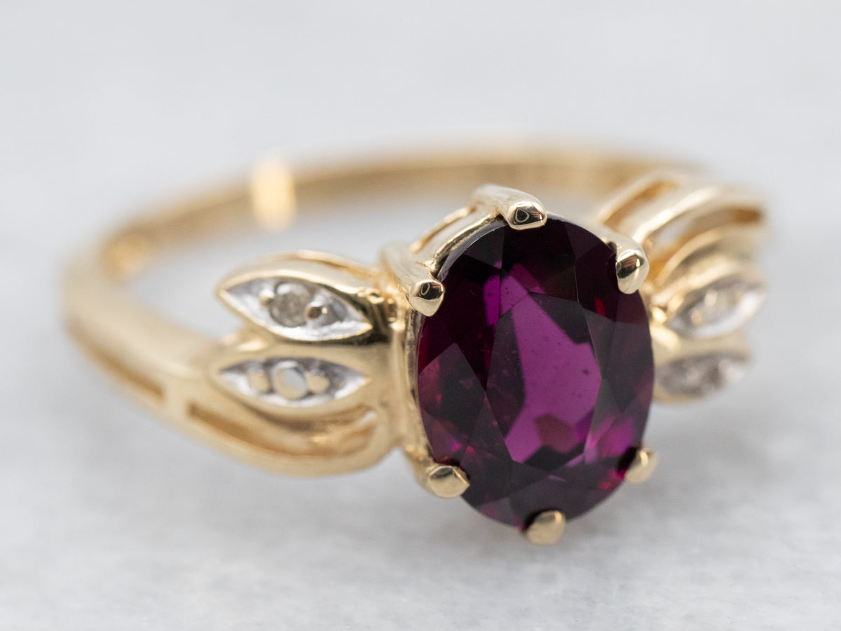 Vintage Grape Garnet and Diamond Ring