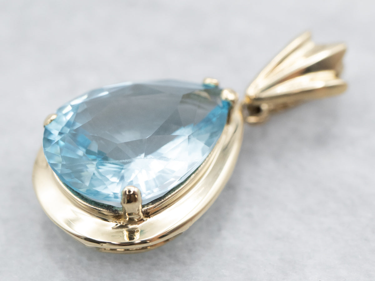 Blue Topaz Gold Drop Pendant