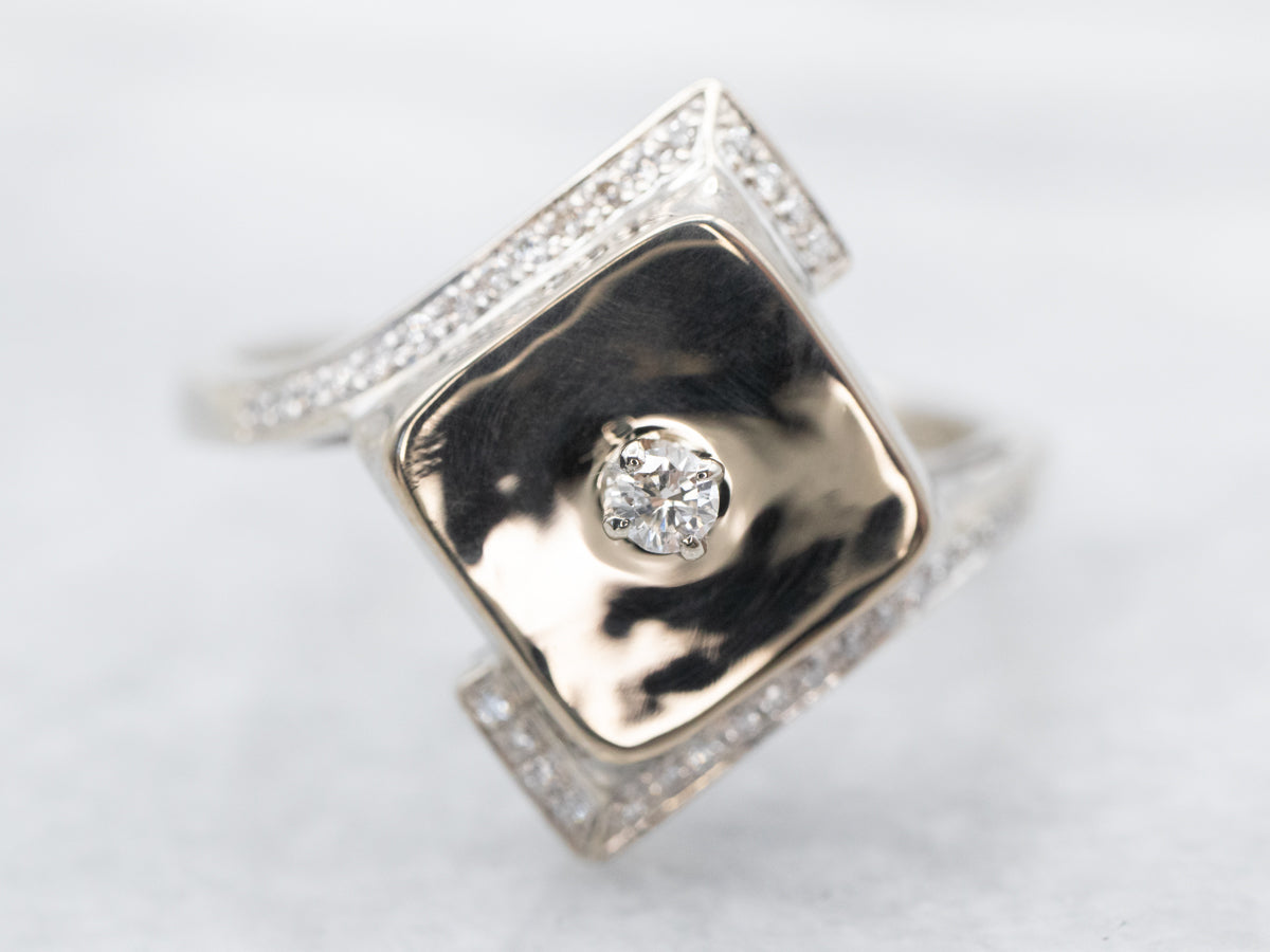 Modernist Diamond Bypass Ring