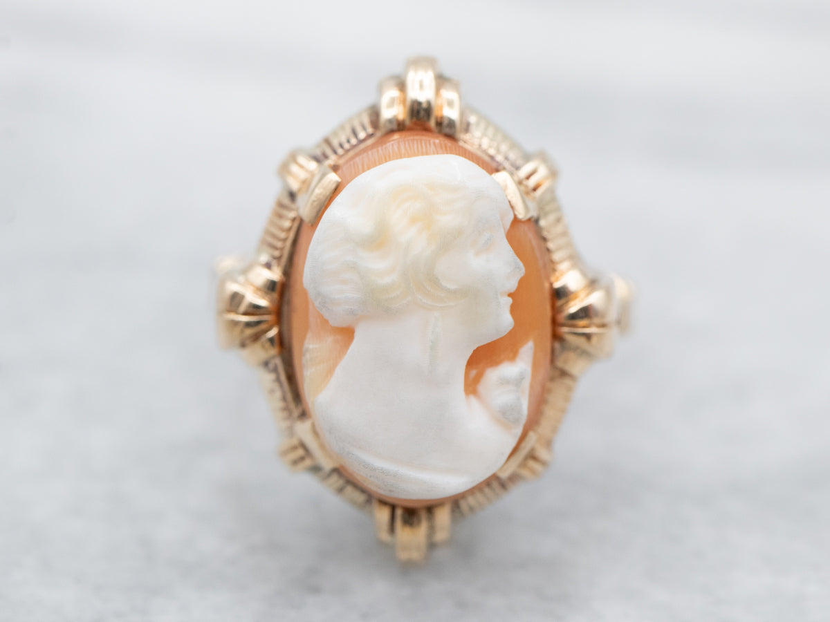 Gold Retro Era Cameo Ring