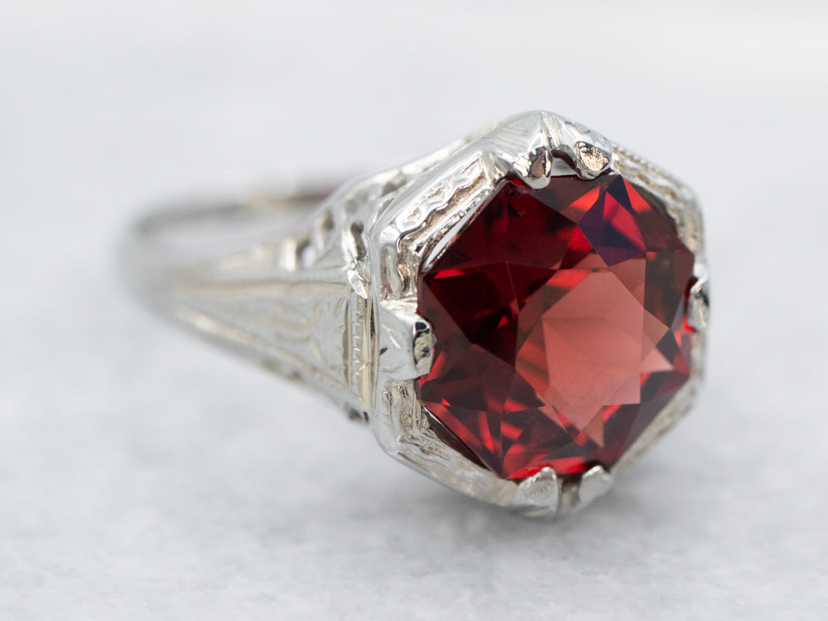 Art Deco Fancy Cut Garnet Ring