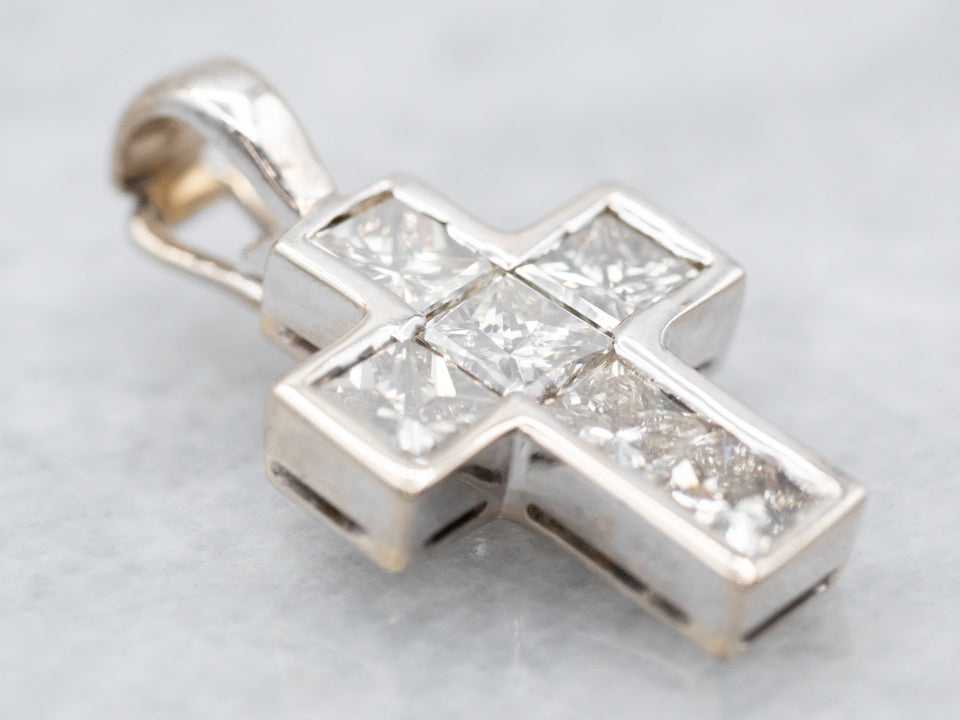 Princess Cut Diamond Encrusted Cross