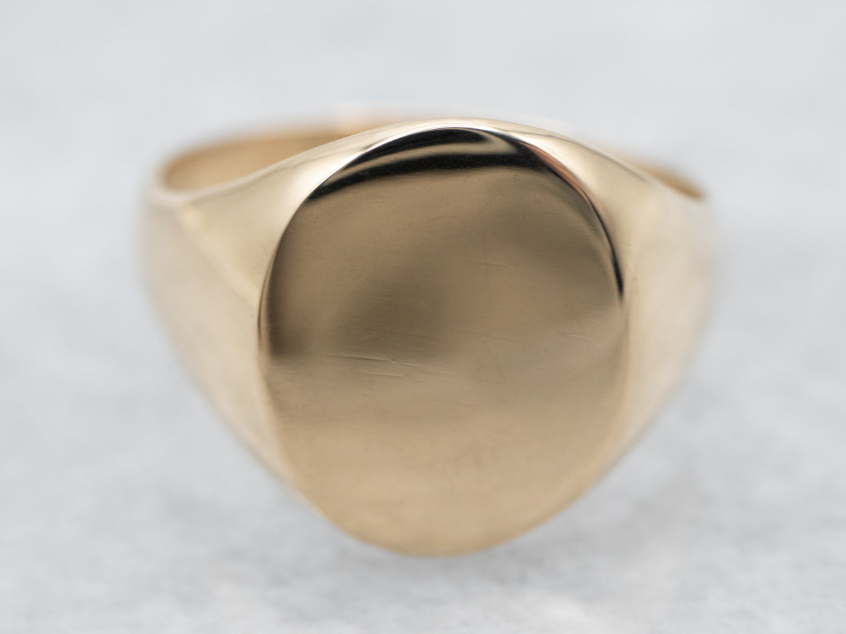 Classic Gold Oval Top Signet Ring