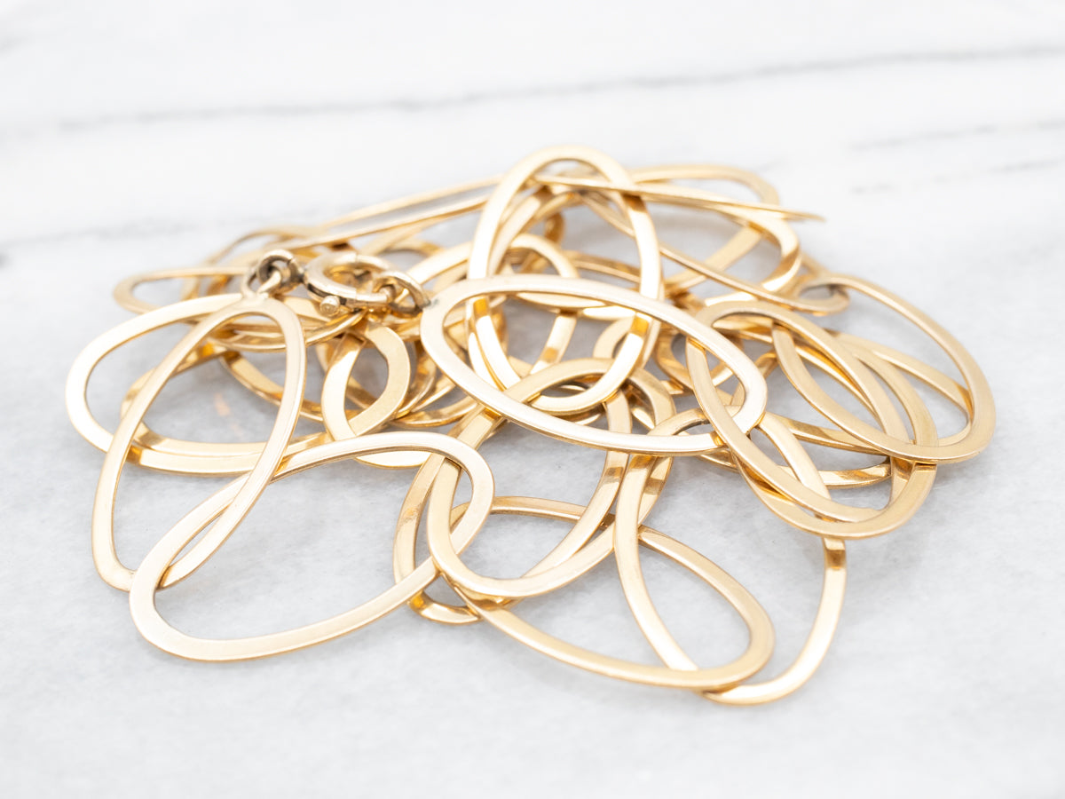 Modernist Gold Oval Link Chain Necklace