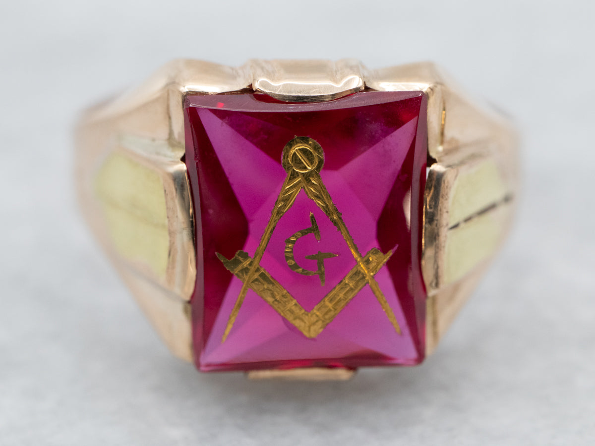 Masonic deals ruby ring