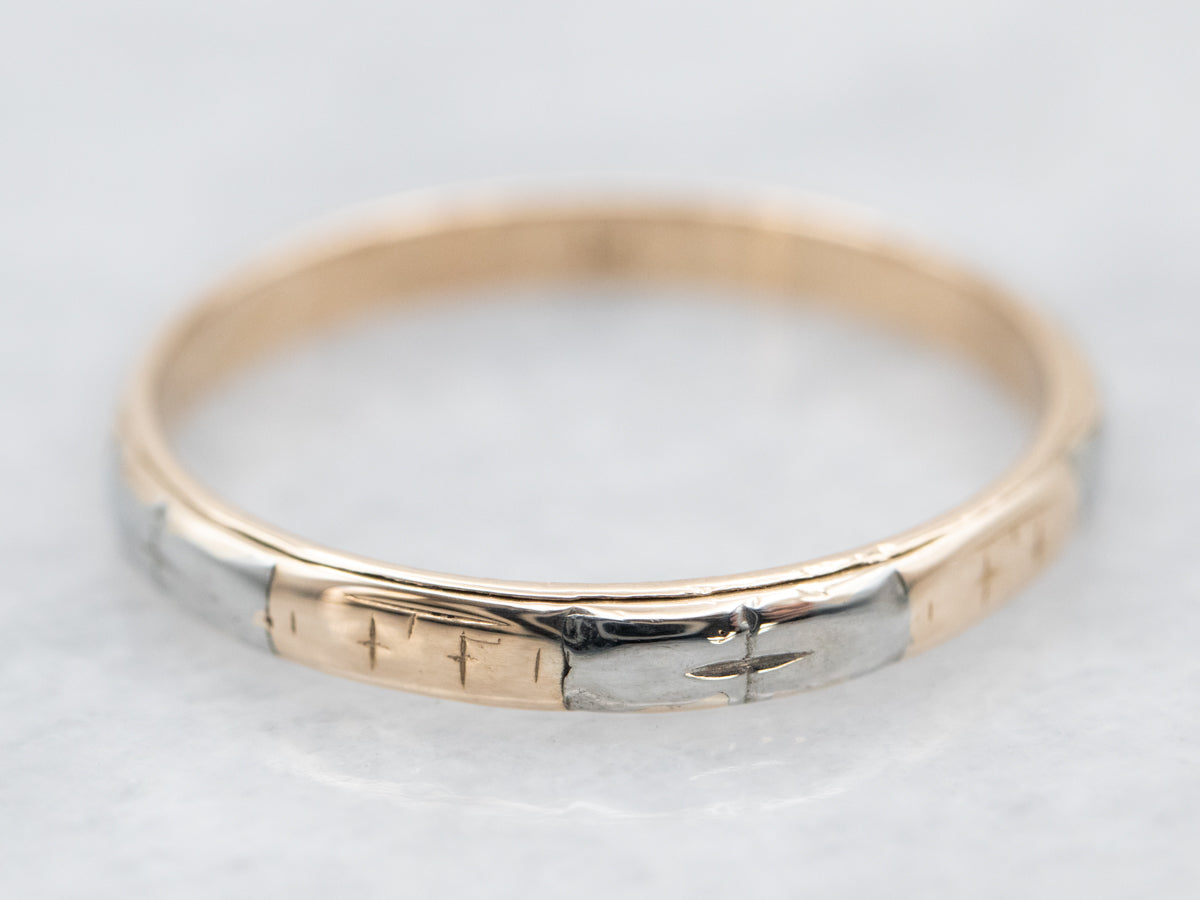 Vintage Two Tone Gold Pattern Band