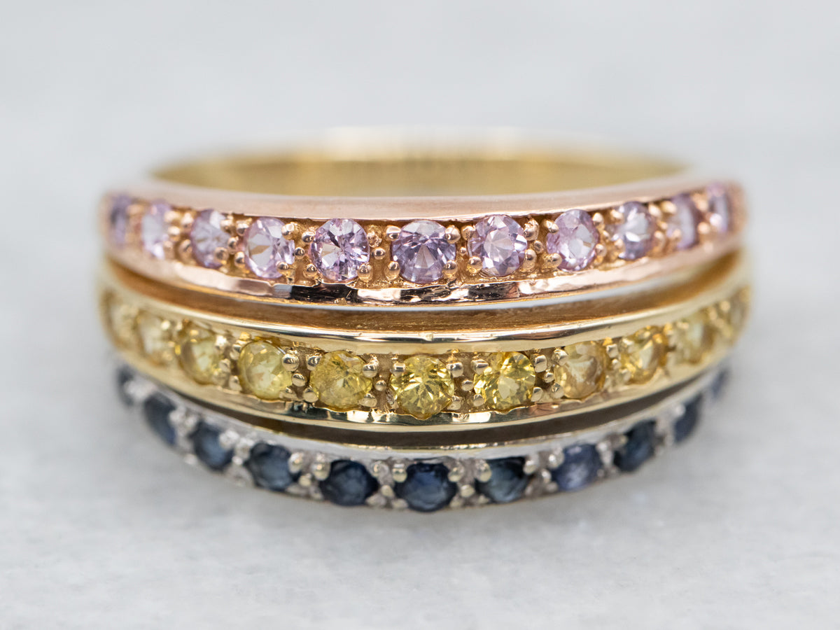 Multi Toned Rainbow Sapphire Band