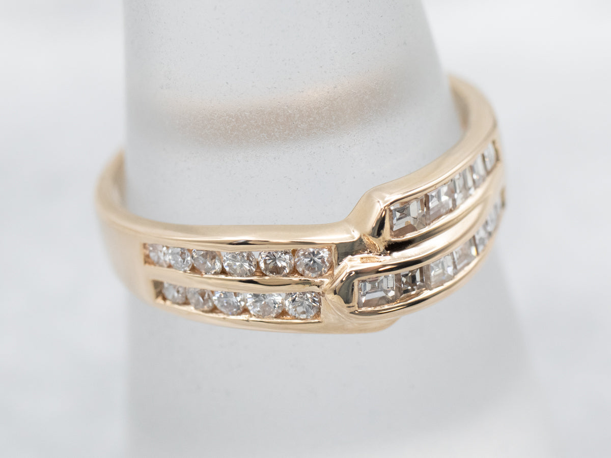 Modernist Multi Cut Diamond Bypass Band