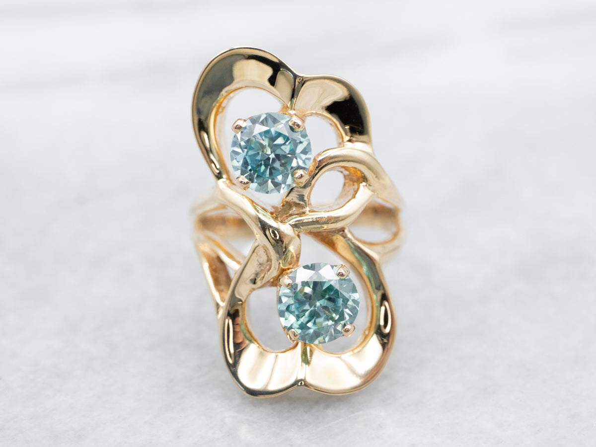 Modernist Blue Zircon Sweetheart Ring