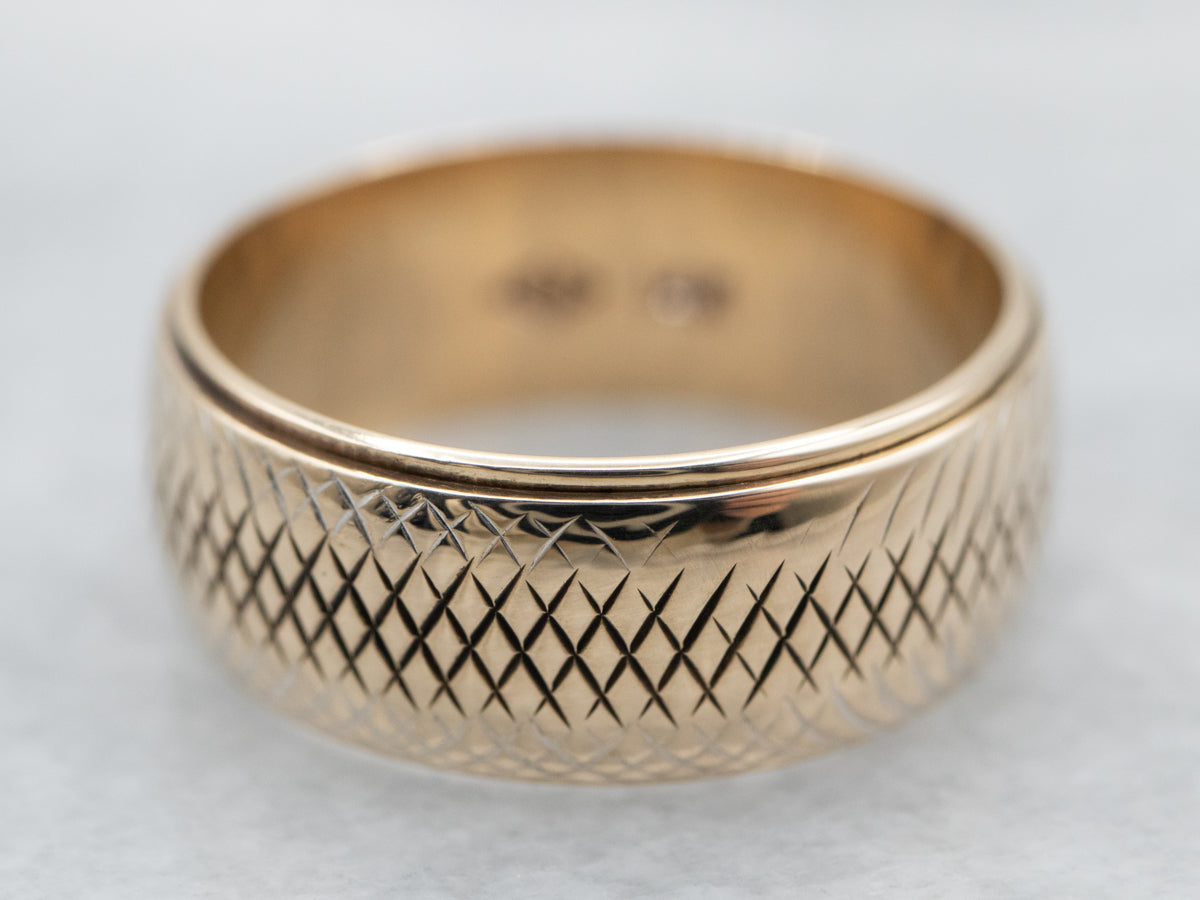 Vintage Gold Crosshatched Pattern Band