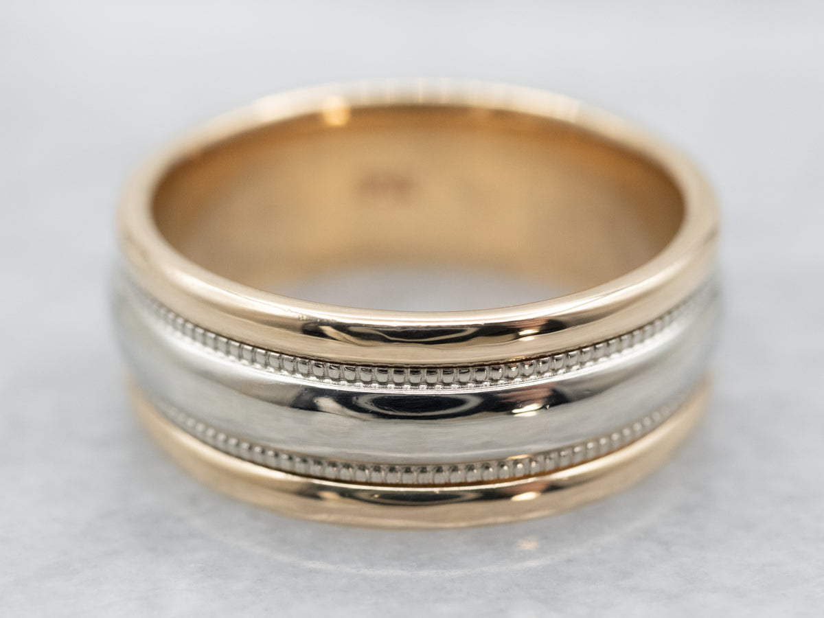 Men&#39;s Vintage Two Tone Gold Band