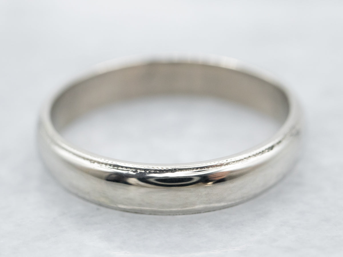 Vintage Milgrain Edged White Gold Band