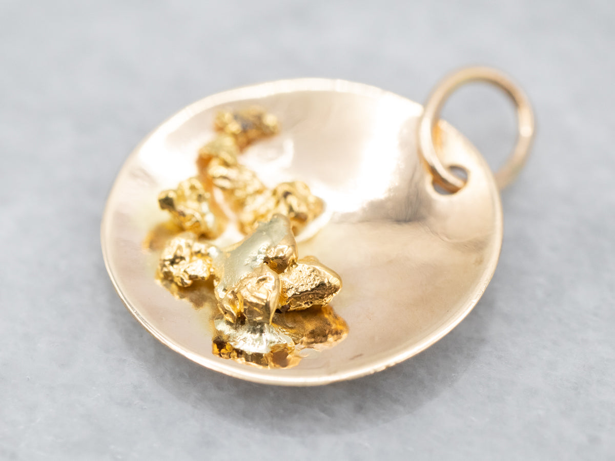 Vintage Gold Nugget Panning Charm Pendant