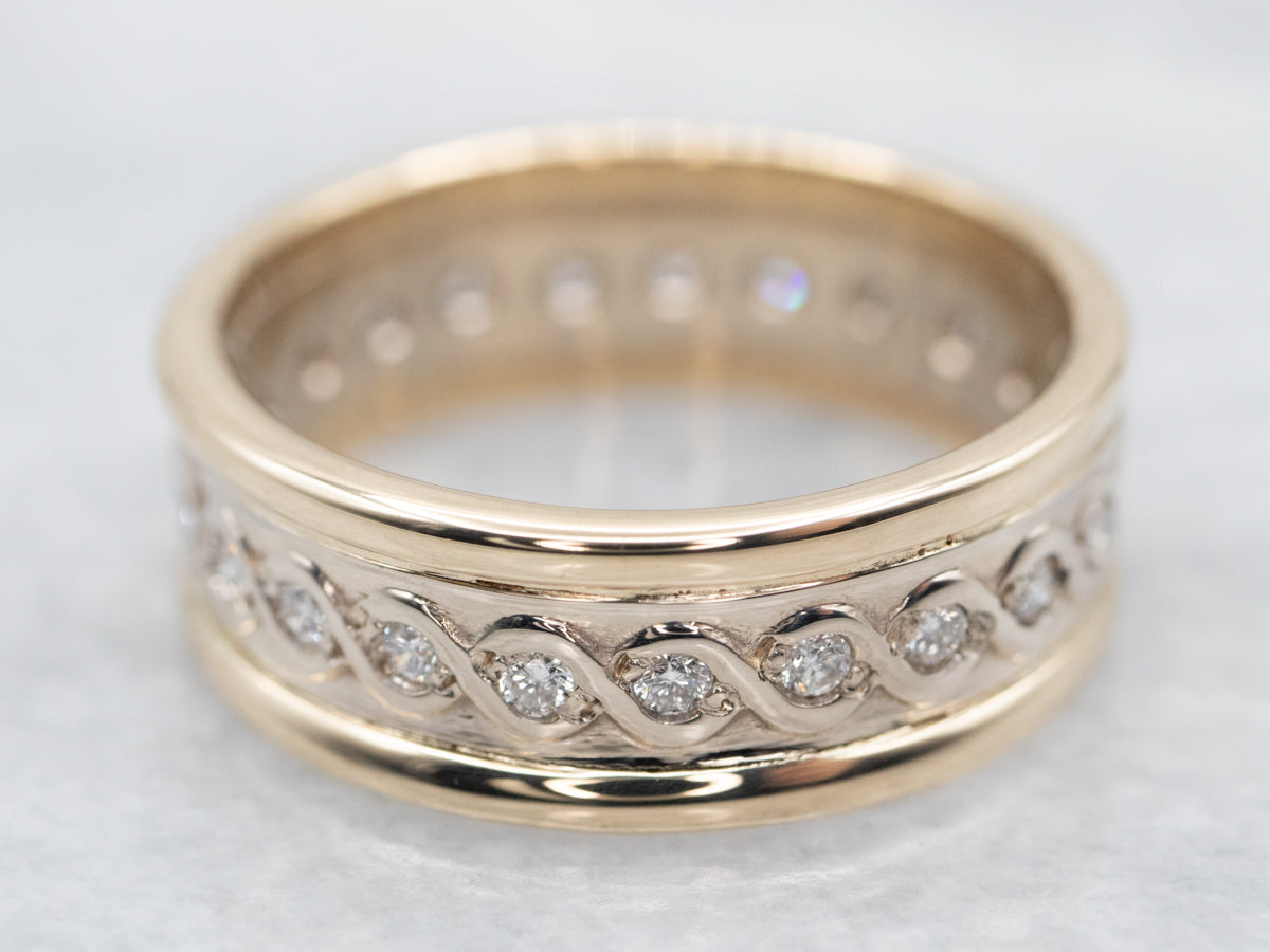 Two Toned Diamond Encrusted Eternity Band