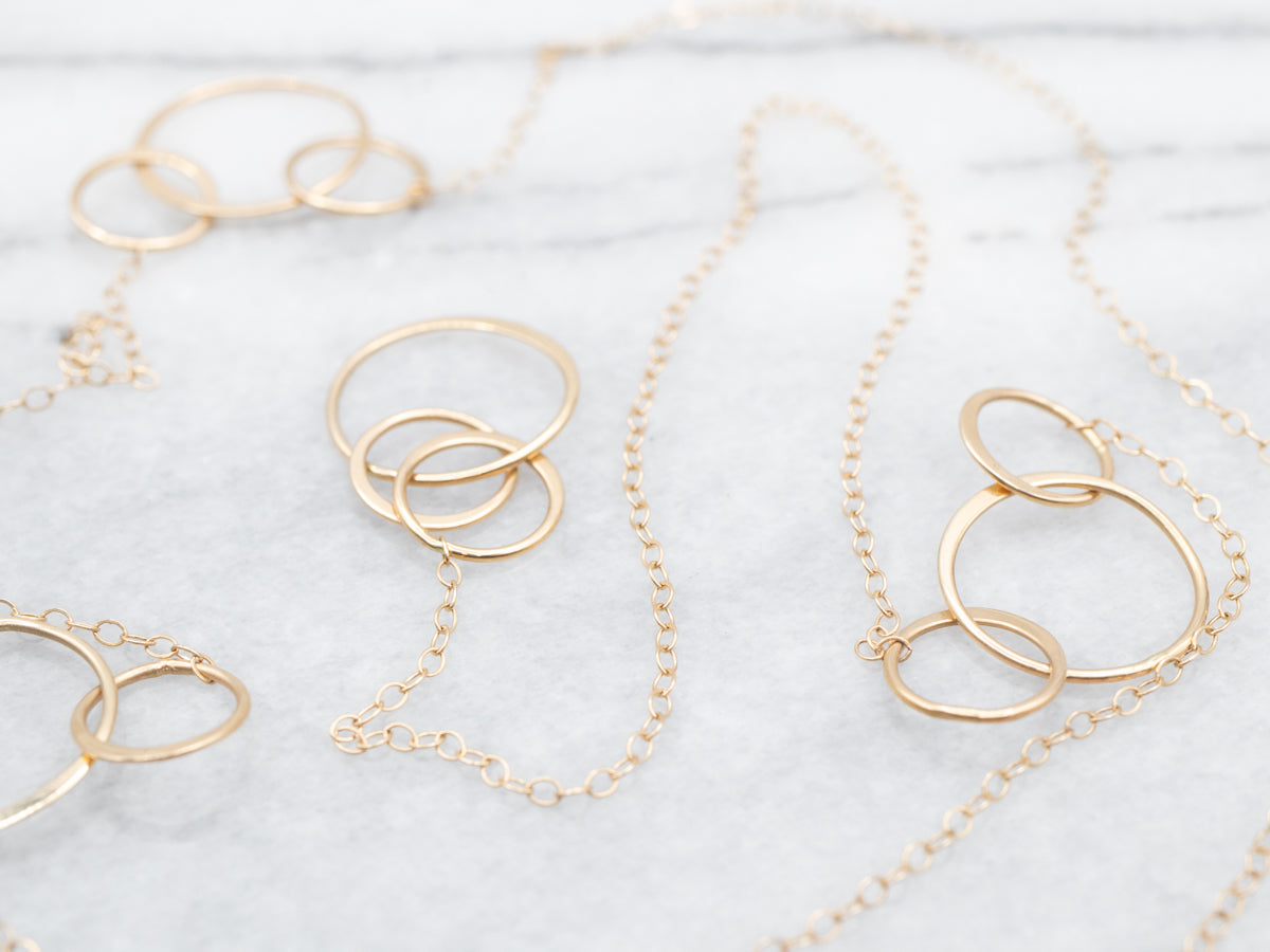 Polished Gold Circle Link Chain Necklace