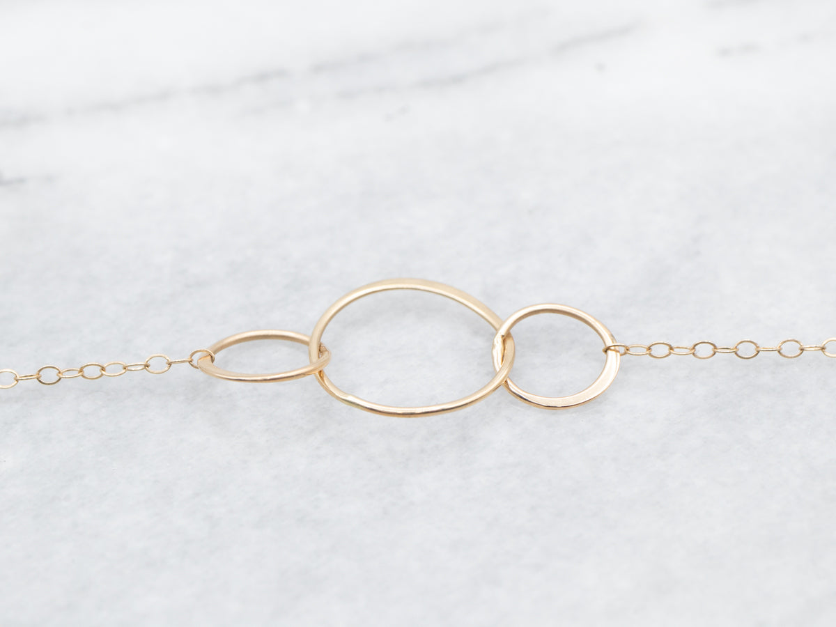 Polished Gold Circle Link Chain Necklace