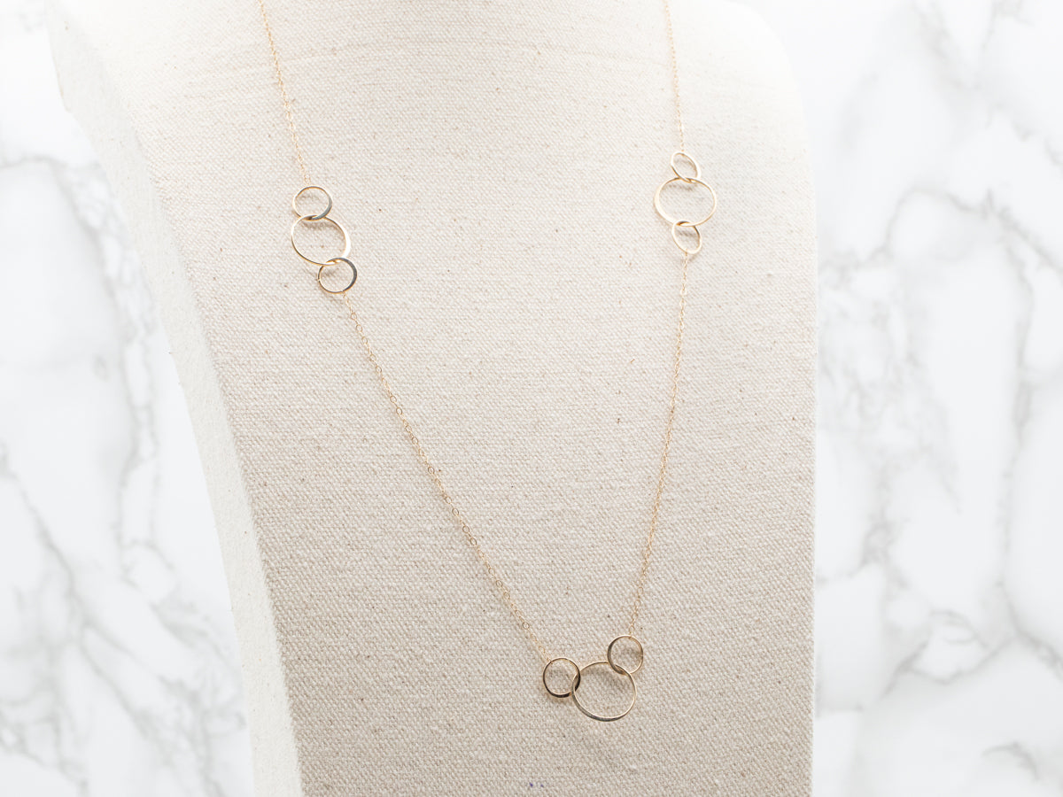 Polished Gold Circle Link Chain Necklace