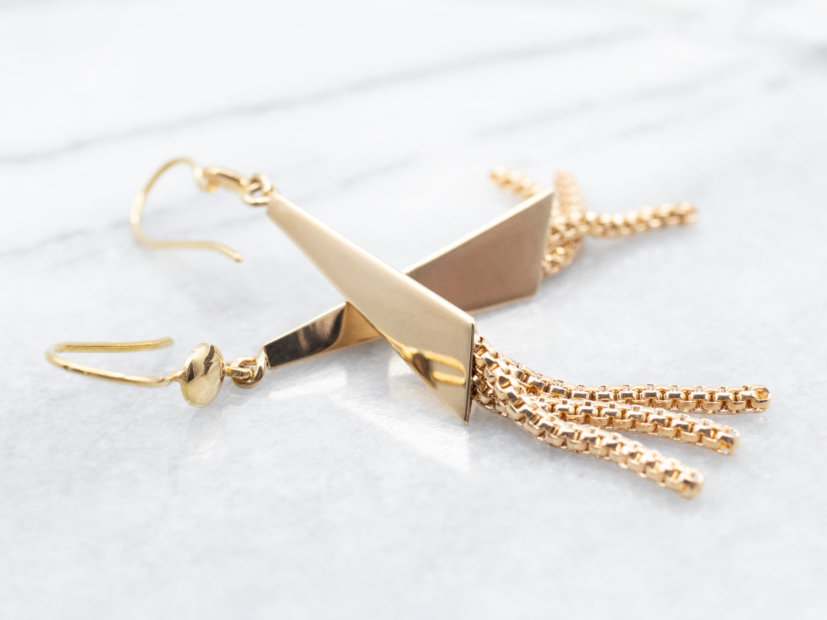 Yellow Gold Box Chain Earrings