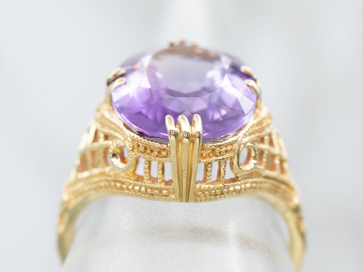 ❤️14k Size 6.75 Gorgeous Solid Yellow Gold Amethyst store Ring!