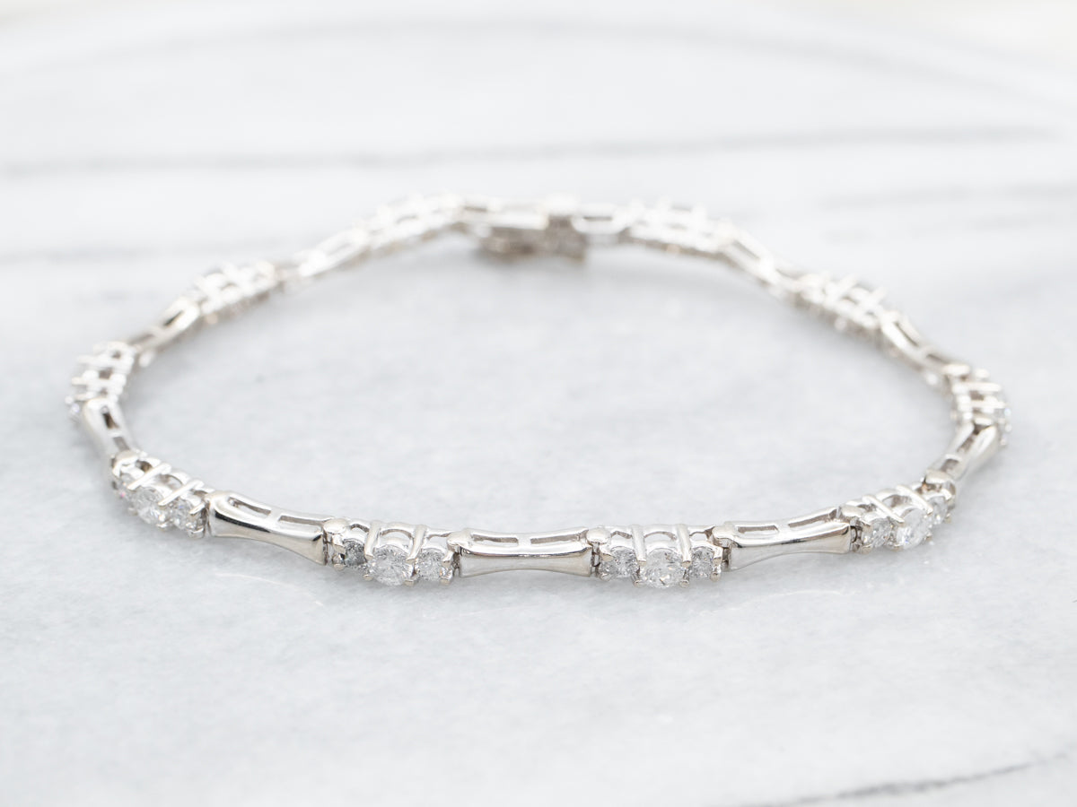 Three Stone Diamond and Bar Link Bracelet