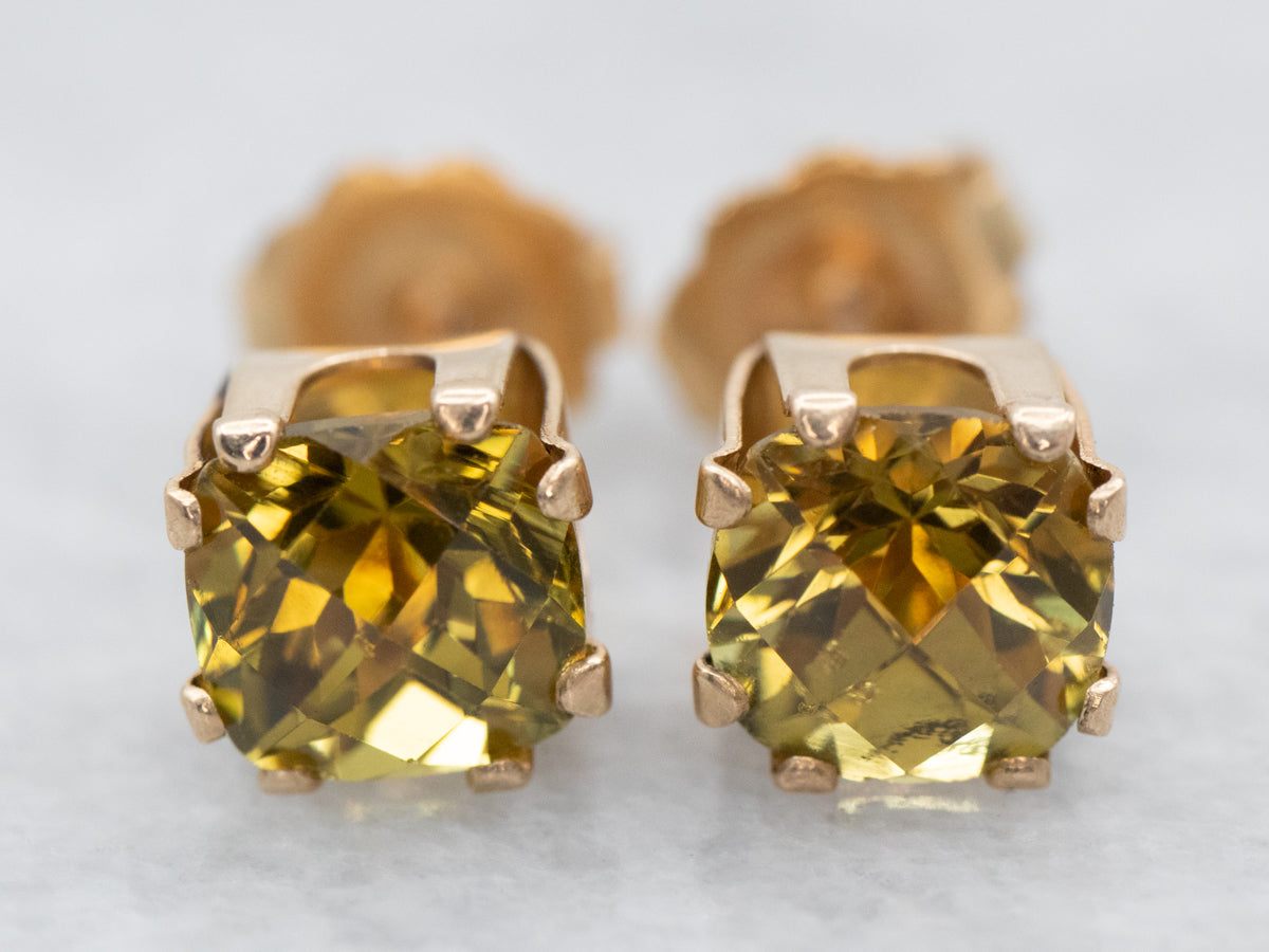 Cushion Cut Mali Garnet Stud Earrings