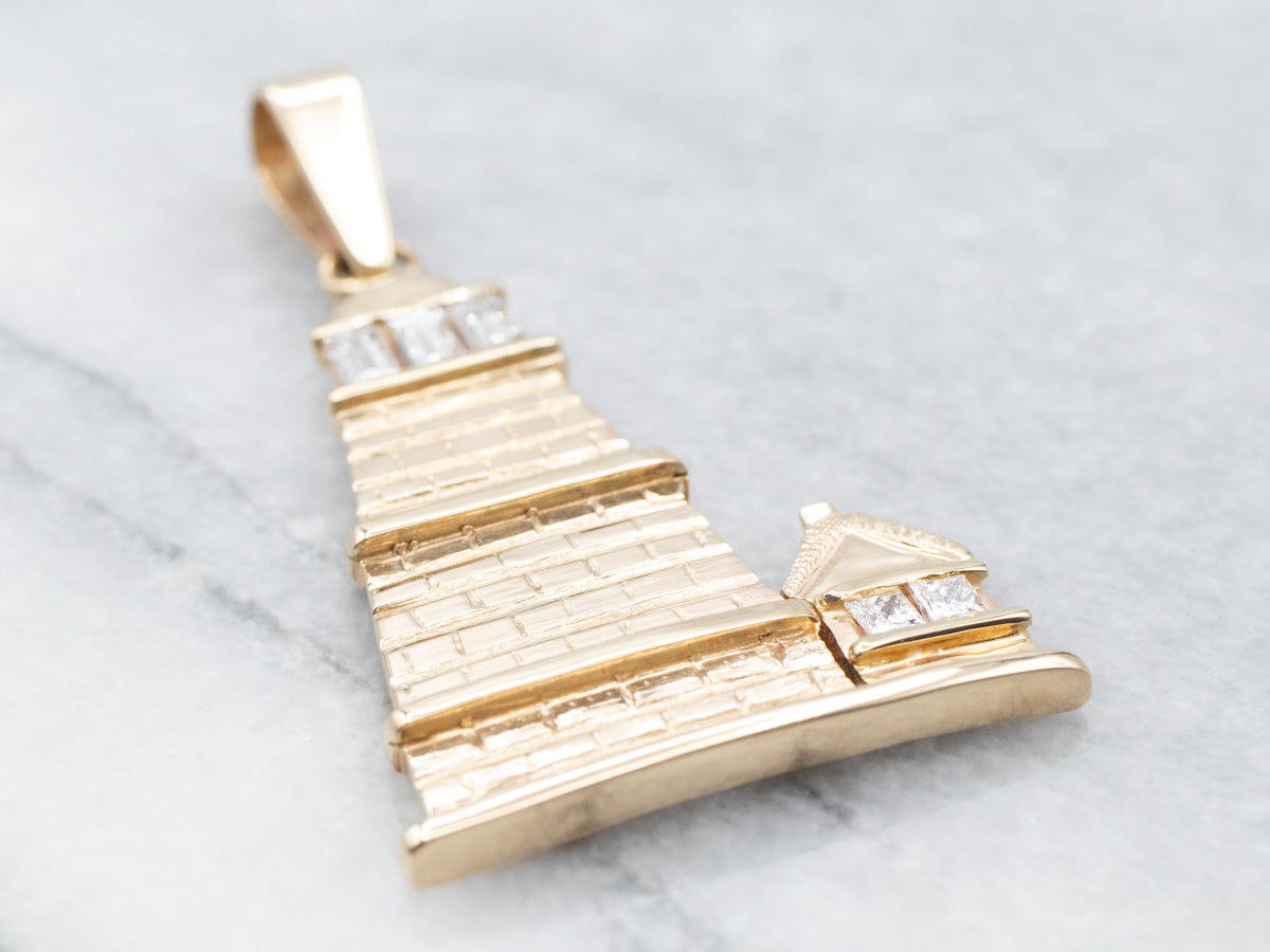 Bold Diamond Encrusted Lighthouse Pendant