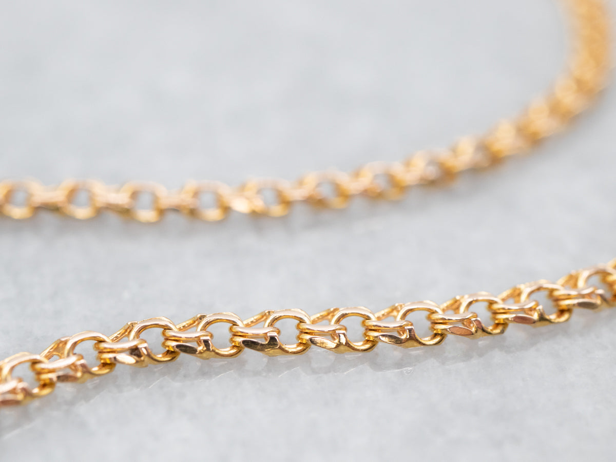 19K Yellow Gold Fancy Curb Chain Necklace