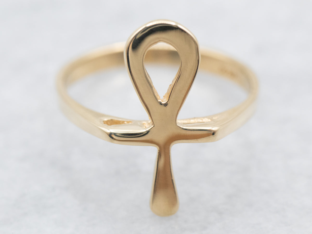 Yellow Gold 10K Ankh Key of Life Ring at 1stDibs | what is considered real  gold