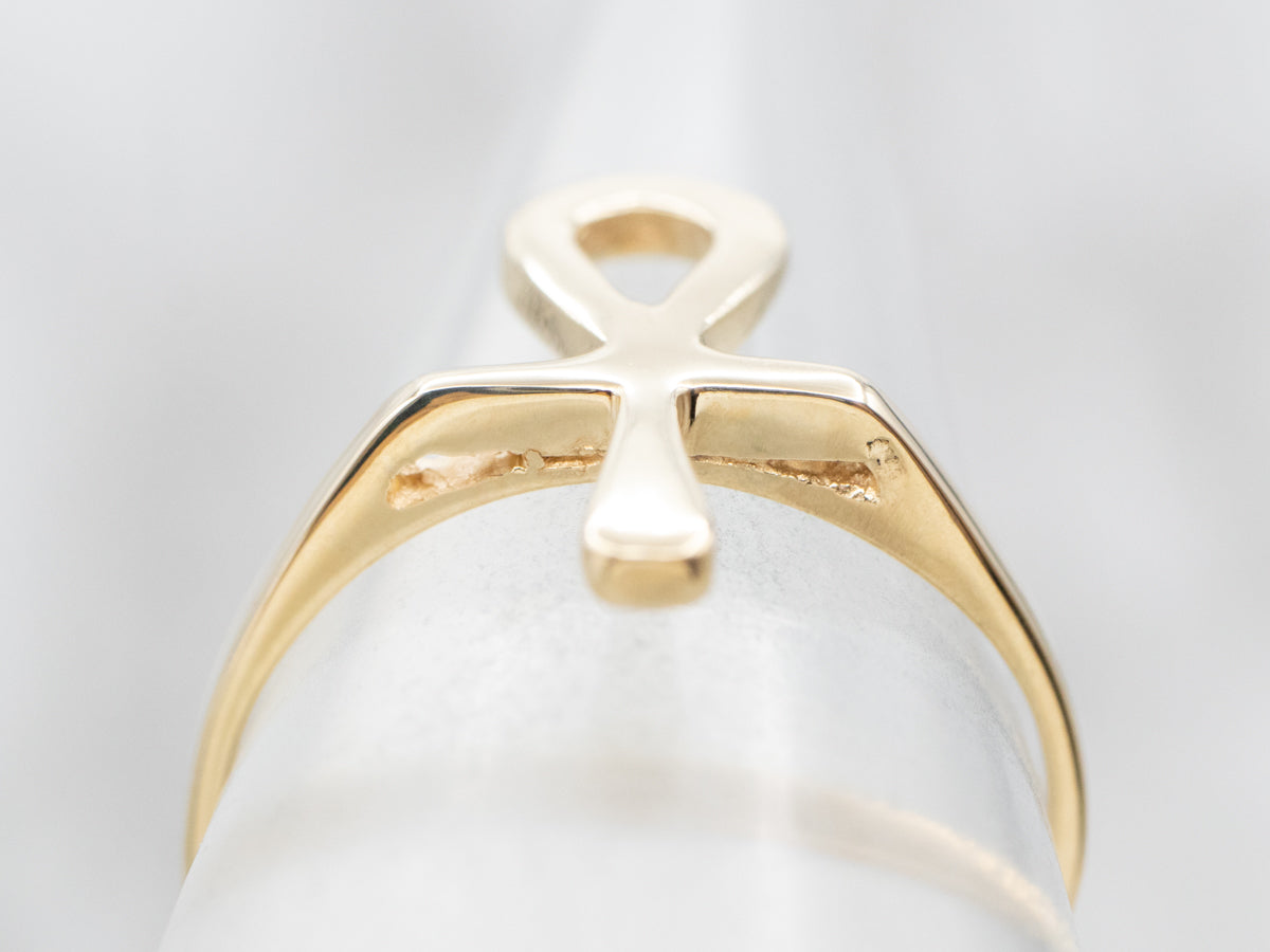 Polished Gold Ankh Ring