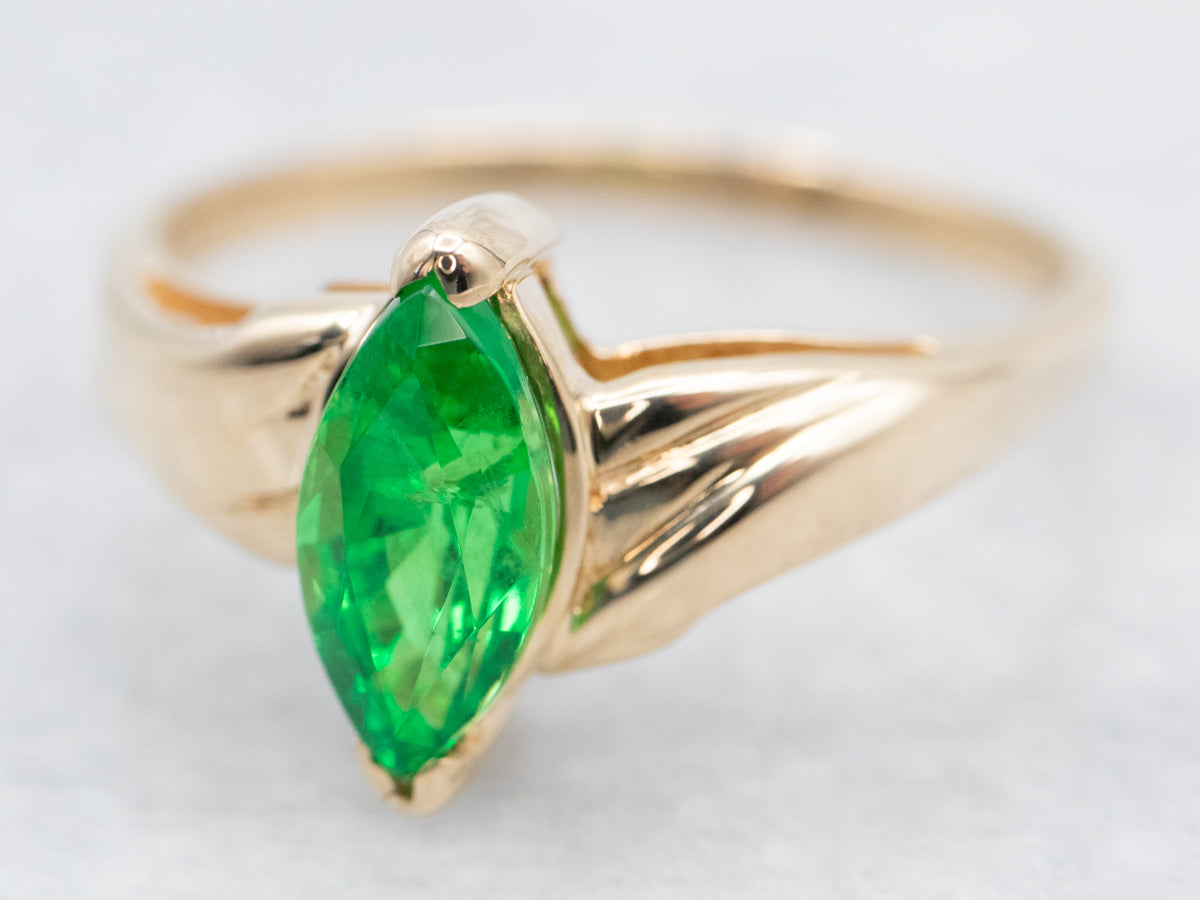 Marquise Cut Tsavorite Garnet Bypass Ring