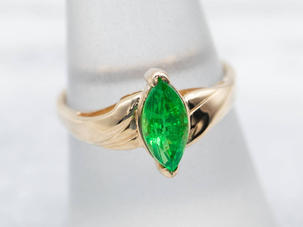 Marquise Cut Tsavorite Garnet Bypass Ring