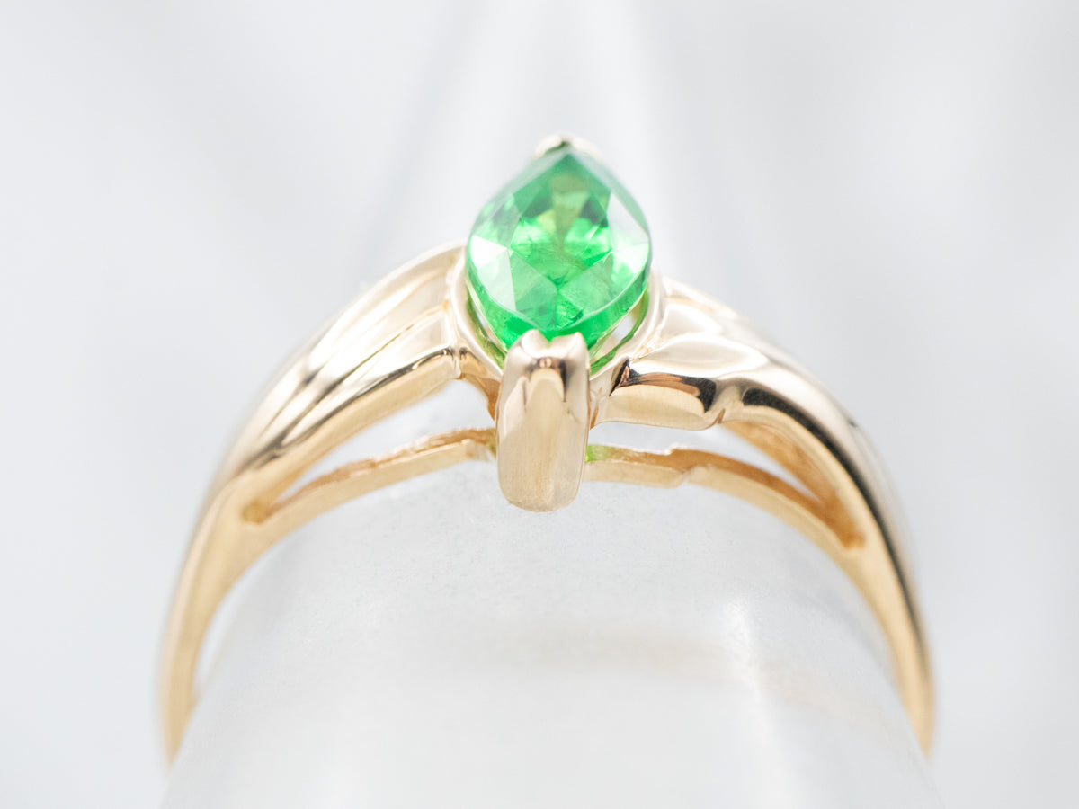 Marquise Cut Tsavorite Garnet Bypass Ring