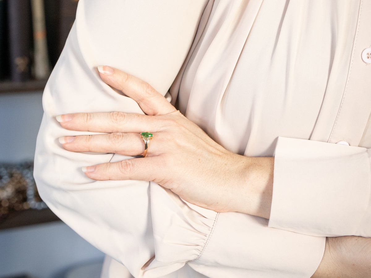 Marquise Cut Tsavorite Garnet Bypass Ring