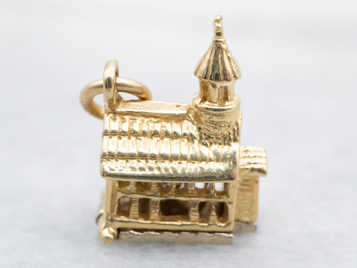 Vintage Newlyweds Gold Chapel Charm