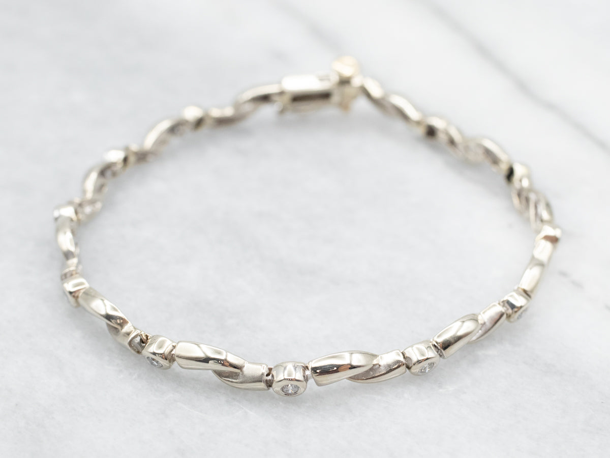 Modernist Offset Diamond Link Tennis Bracelet