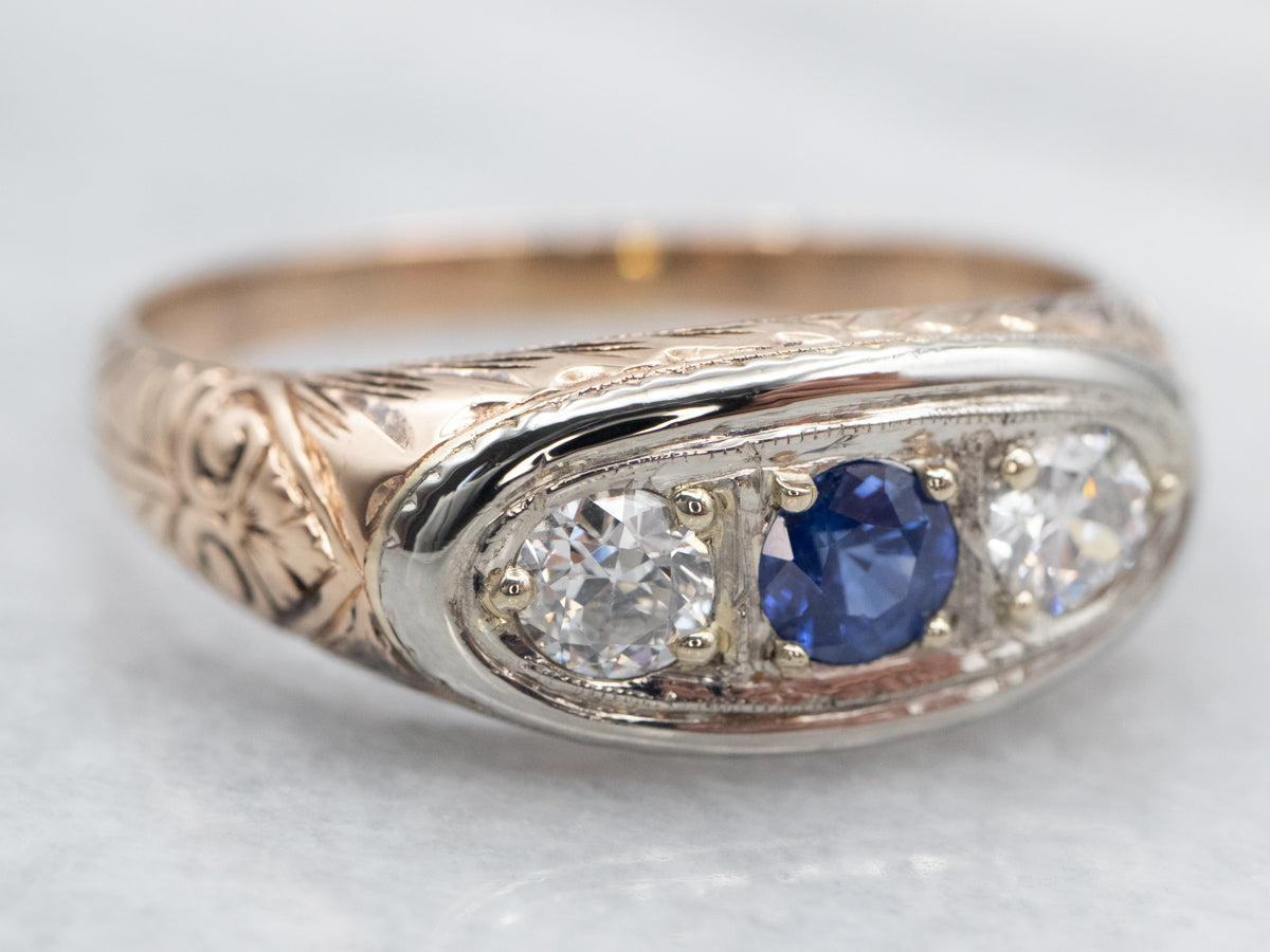 Antique blue sapphire ring online
