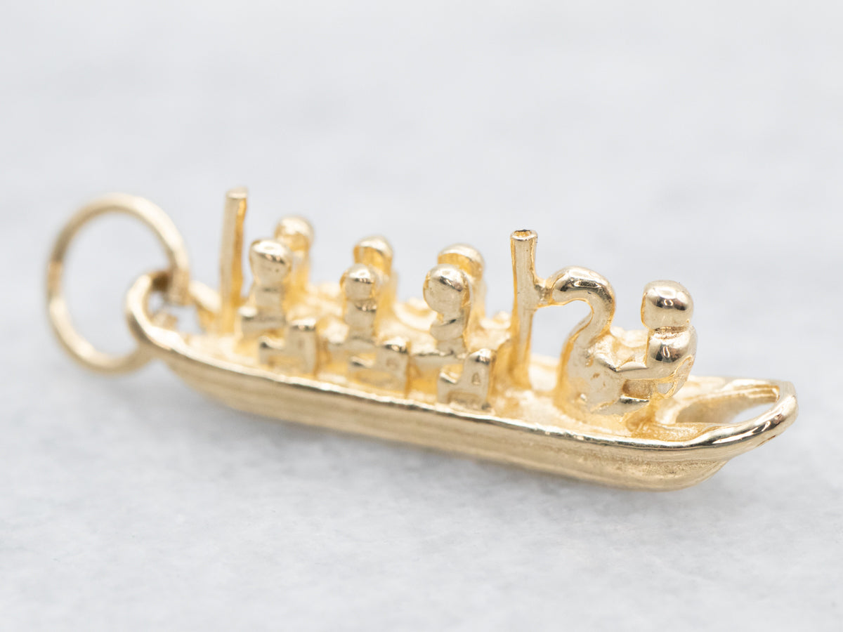 Vintage Gold Swan Boat Charm