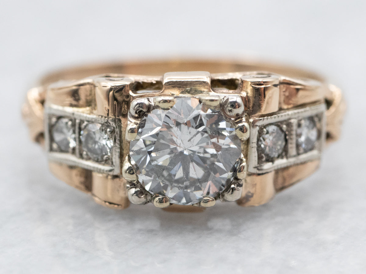 Vintage Two Toned Diamond Engagement Ring