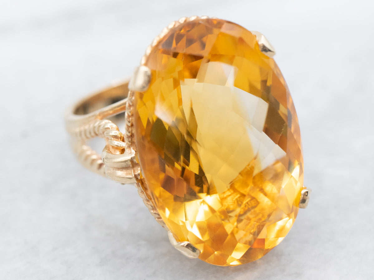 Rope Detail Citrine Cocktail Ring