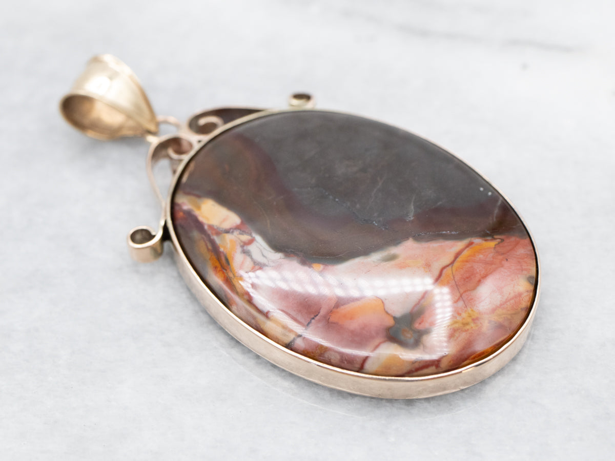 Yellow Gold Mookaite Jasper Pendant