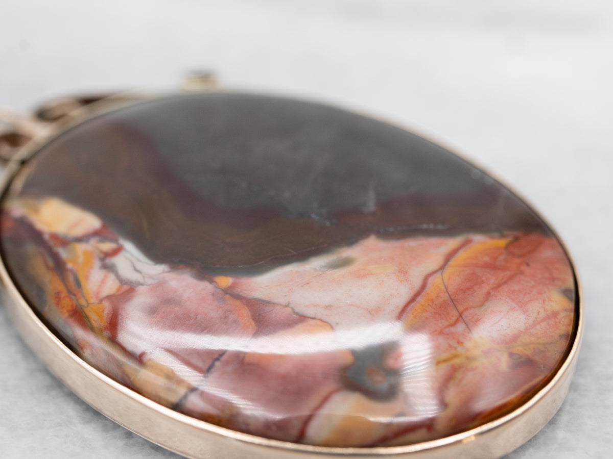 Yellow Gold Mookaite Jasper Pendant