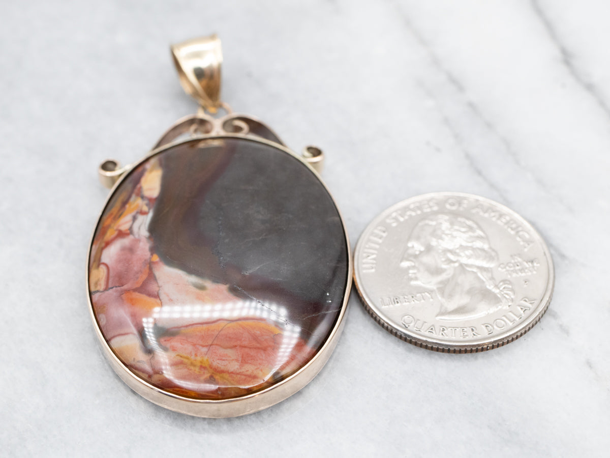 Yellow Gold Mookaite Jasper Pendant