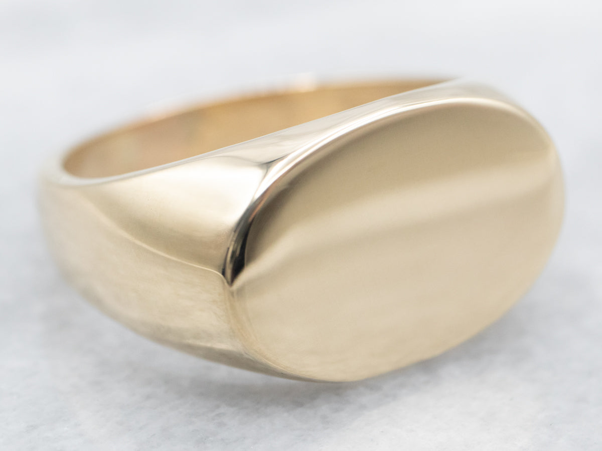 Bold East-West Oval Top Signet Ring