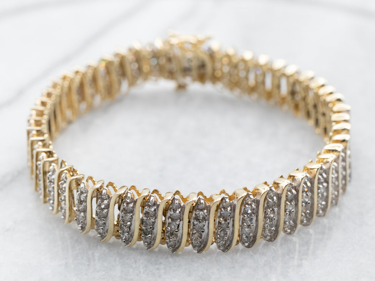 Two-Toned Vintage Diamond Encrusted Tennis Bracelet