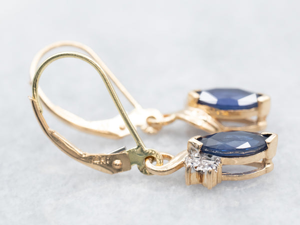 Marquise Cut Sapphire and Diamond Drop Earrings