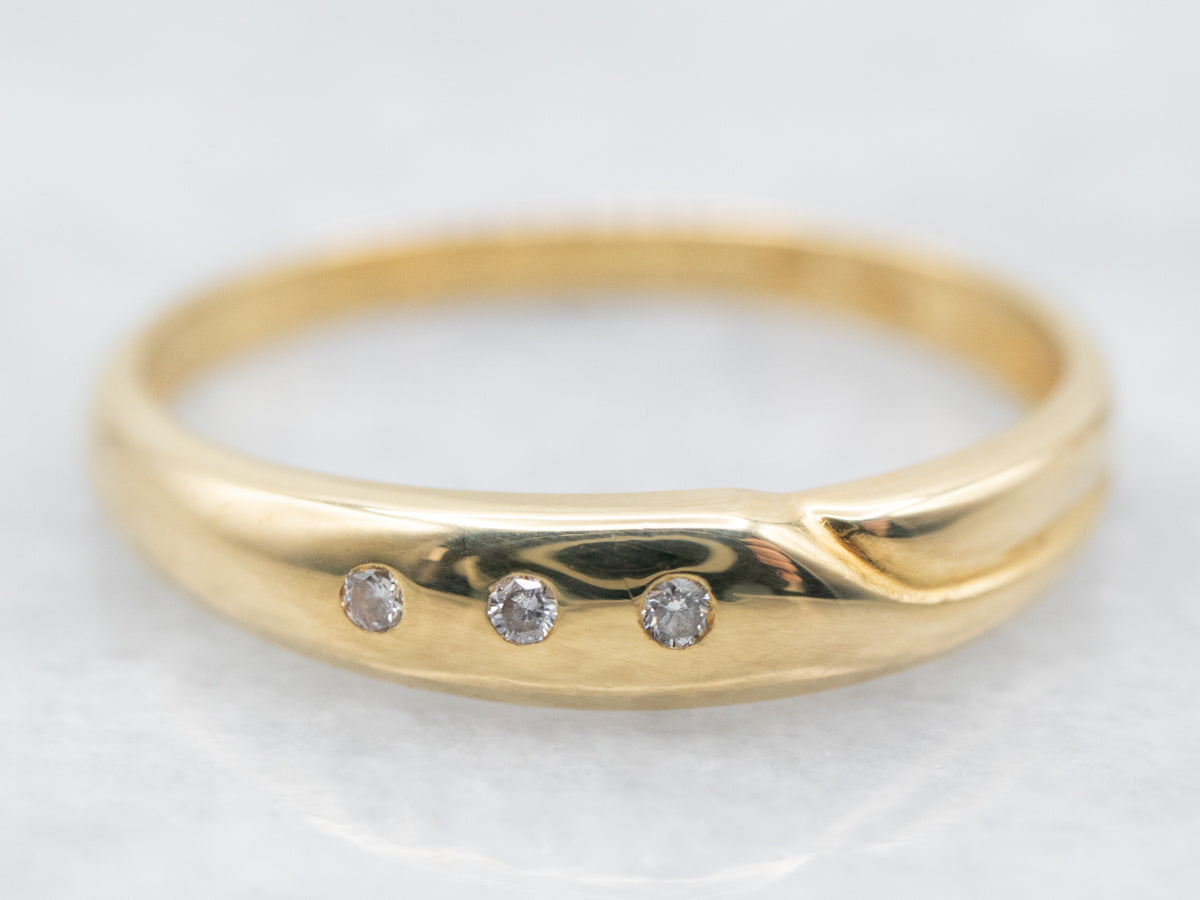 18K Gold Three Stone Diamond Band