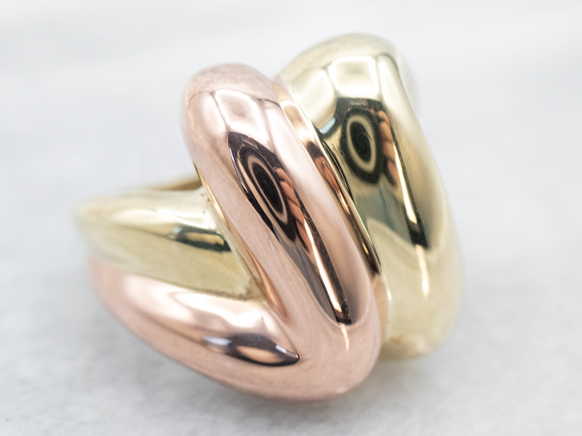 Modernist Two Tone Gold Statement Ring