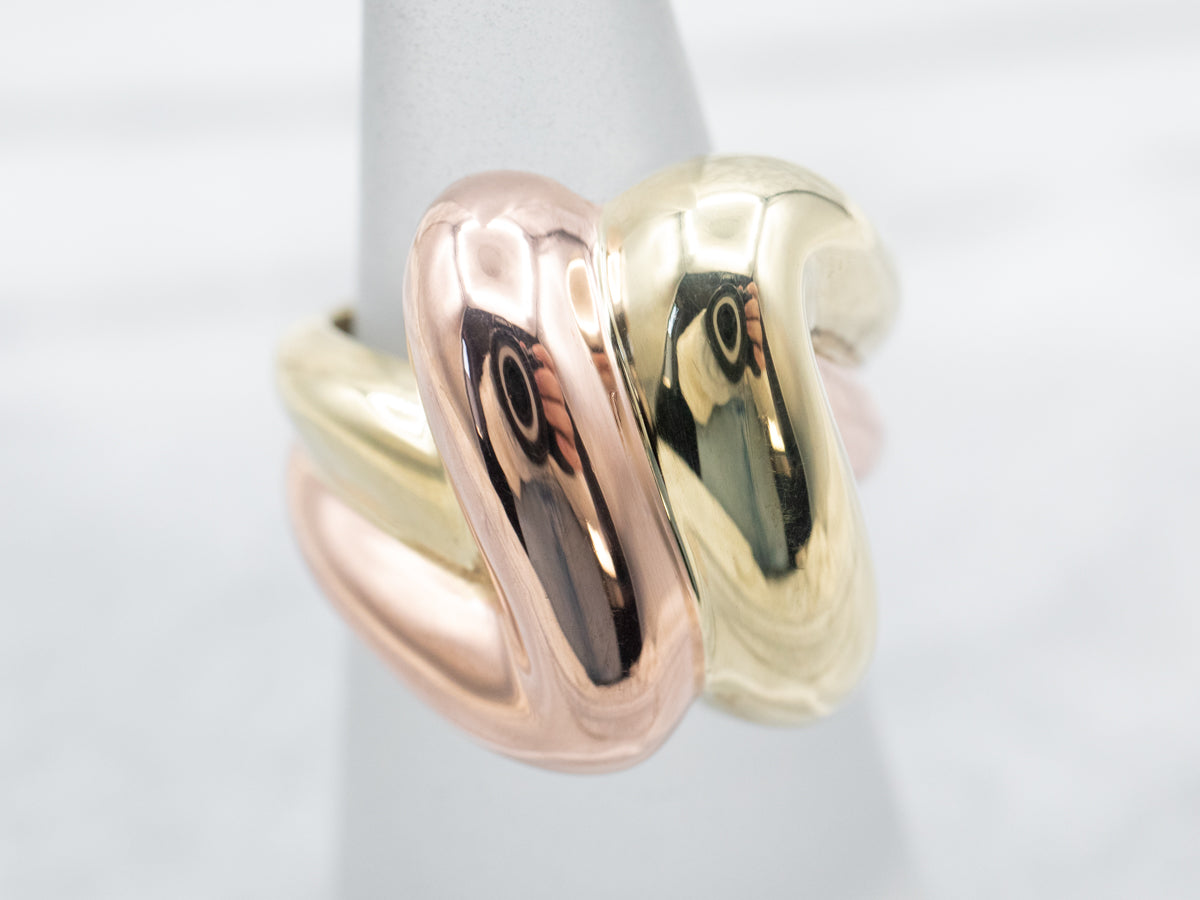 Modernist Two Tone Gold Statement Ring