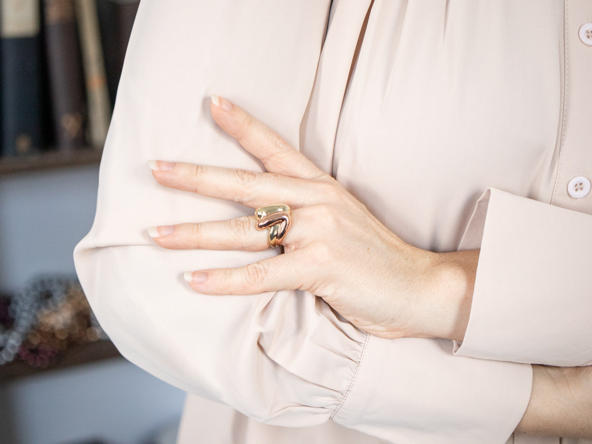 Modernist Two Tone Gold Statement Ring